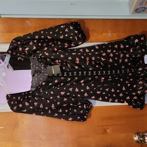 NWT Forever 21 Black Rose Dress - Size Small
